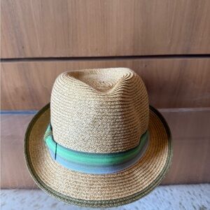 Stylish Tan Fedora with Green Band